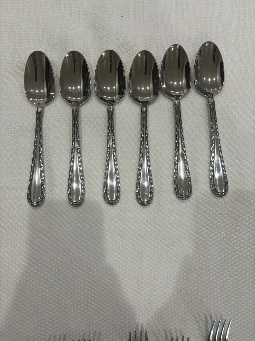 Oneida MADRID 2003 Stainless Big Spoons Set of 6 Rectangle MCM Vintage